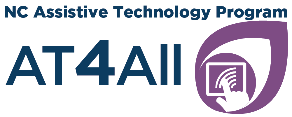 AT4All logo, featuring the program name in text and a hand touching a screen to enable audio.