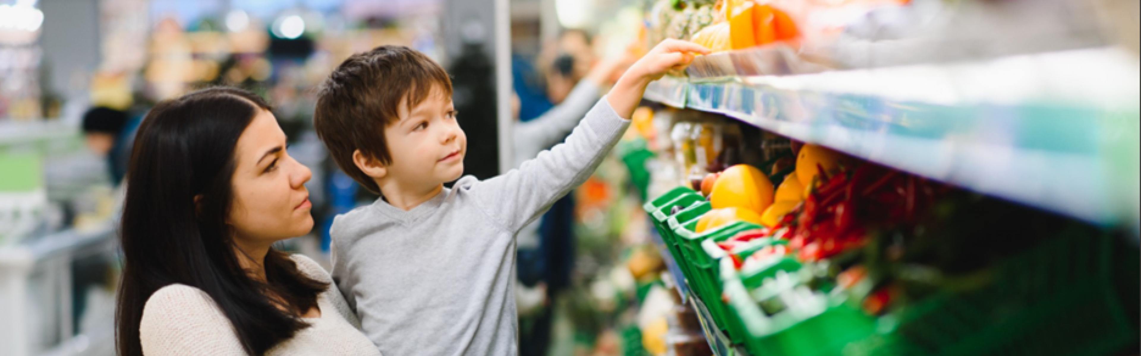 Mom and child shopping.