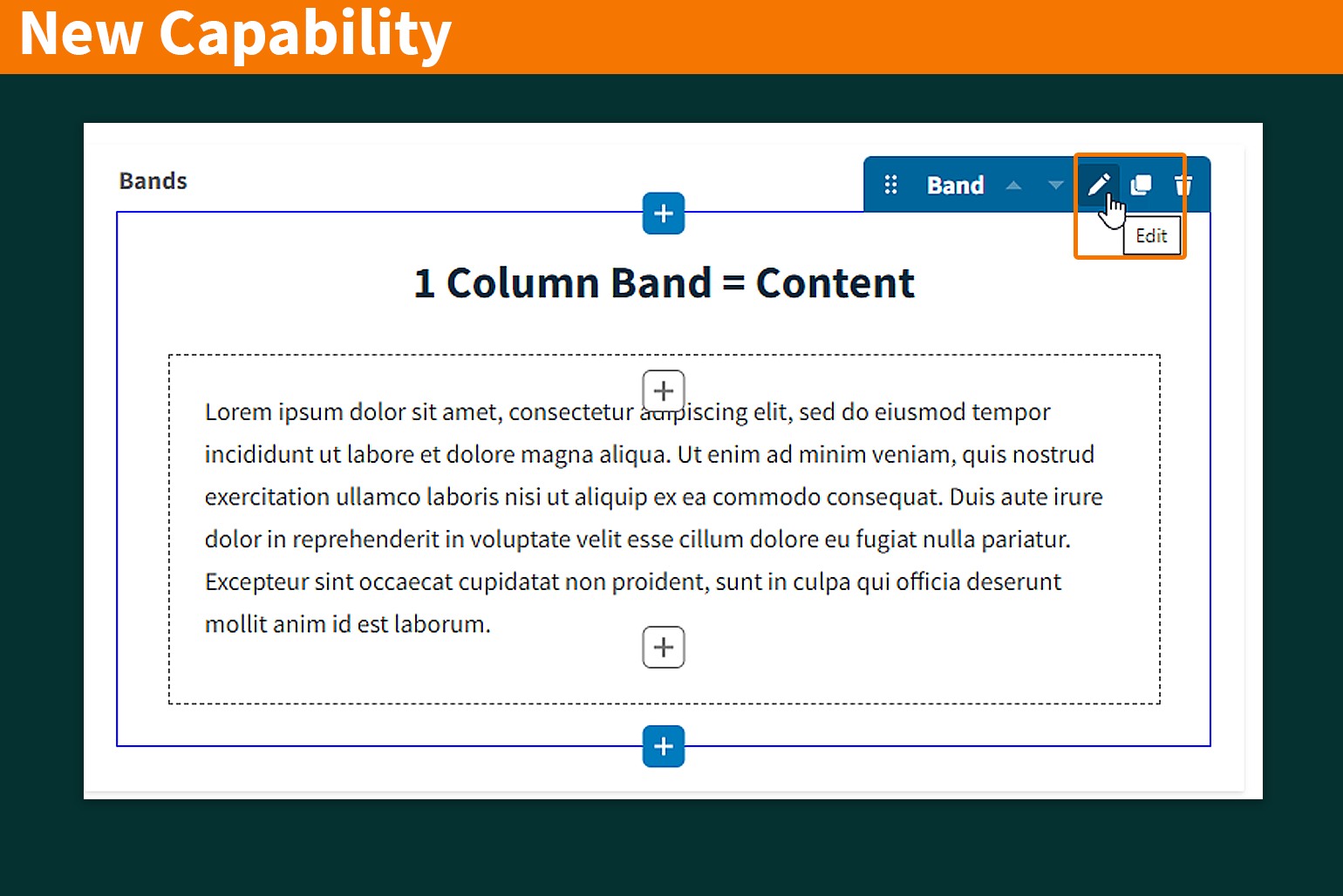 A one-column band containing a text paragraph