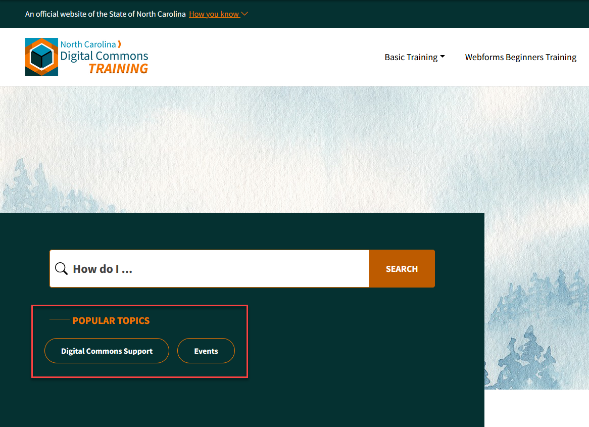 The links you provide for Home Page Popular Topics appear beneath the search bar on the home page when the appropriate block is enabled. 