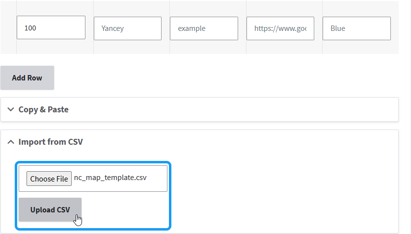 Upload CSV File for NC Map
