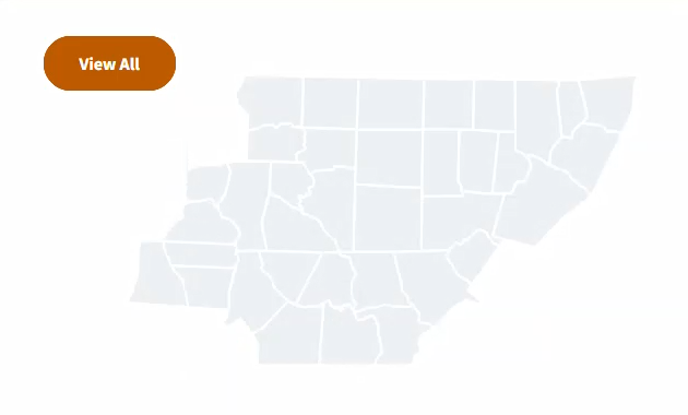 NC Map counties of the Piedmont region shaded off white.