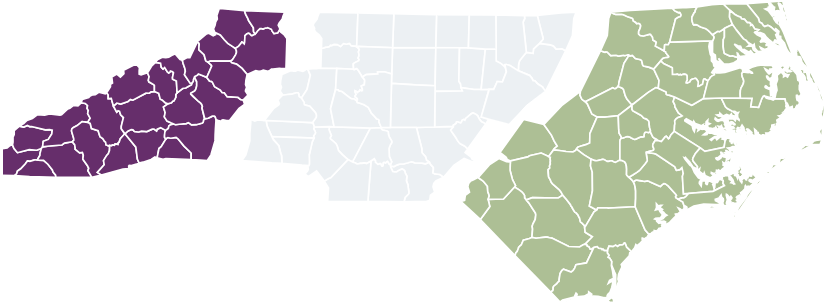 NC Map with regions separated for mobile view