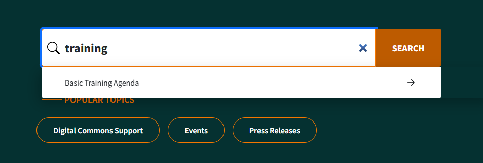 The Basic Training Agenda has been promoted to the front page and appears as a suggestion when the user enters the keyword training.