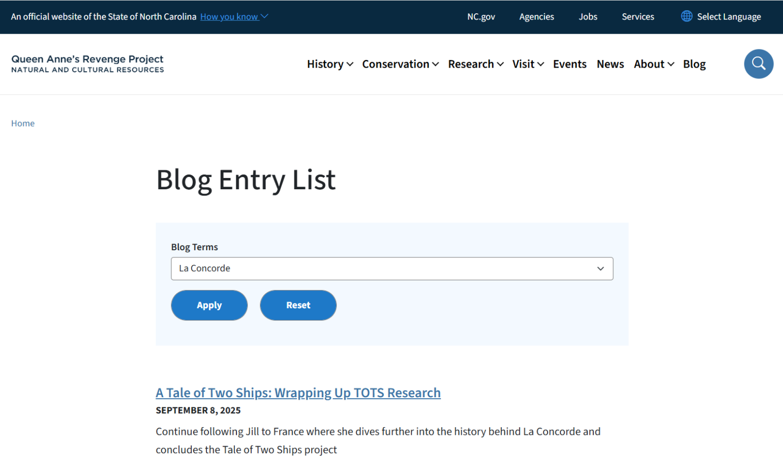 A blog entry list view displays the deliberate summary provided for the Blog Entry