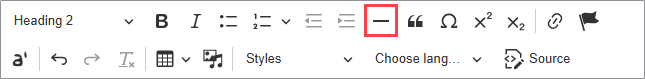 CKEditor toolbar with new horizontal line button added