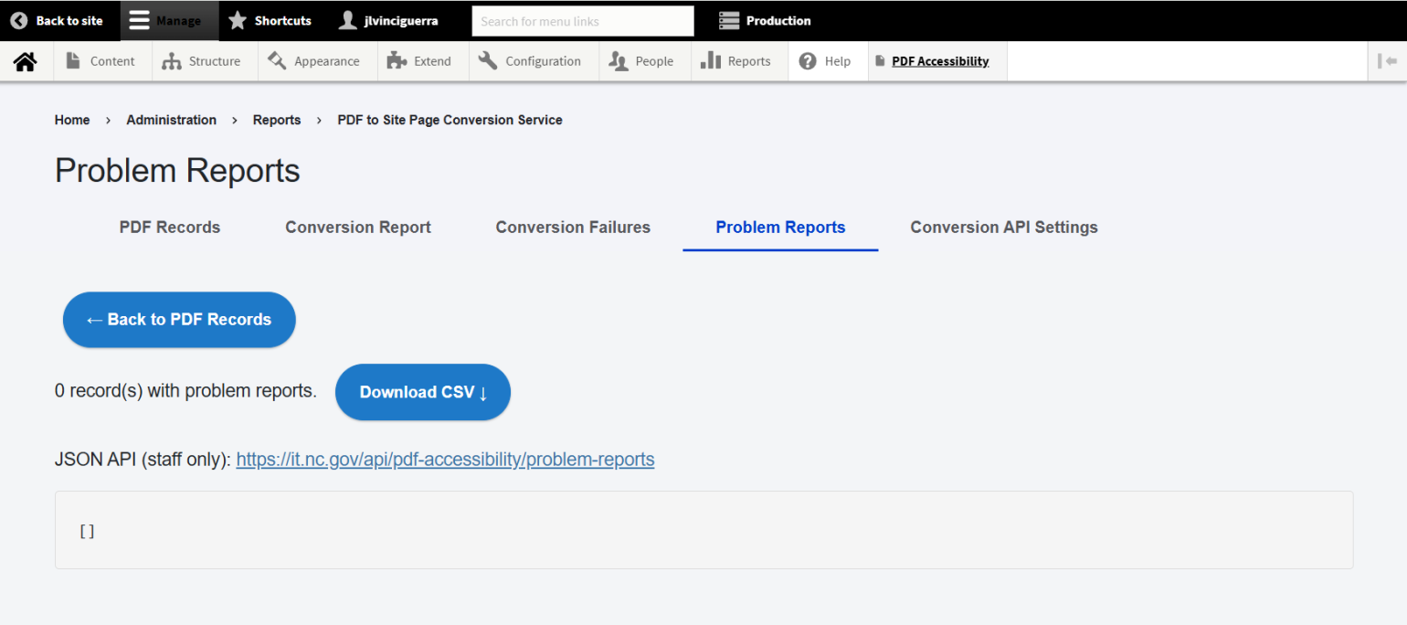Problem Reports for PDF Conversion