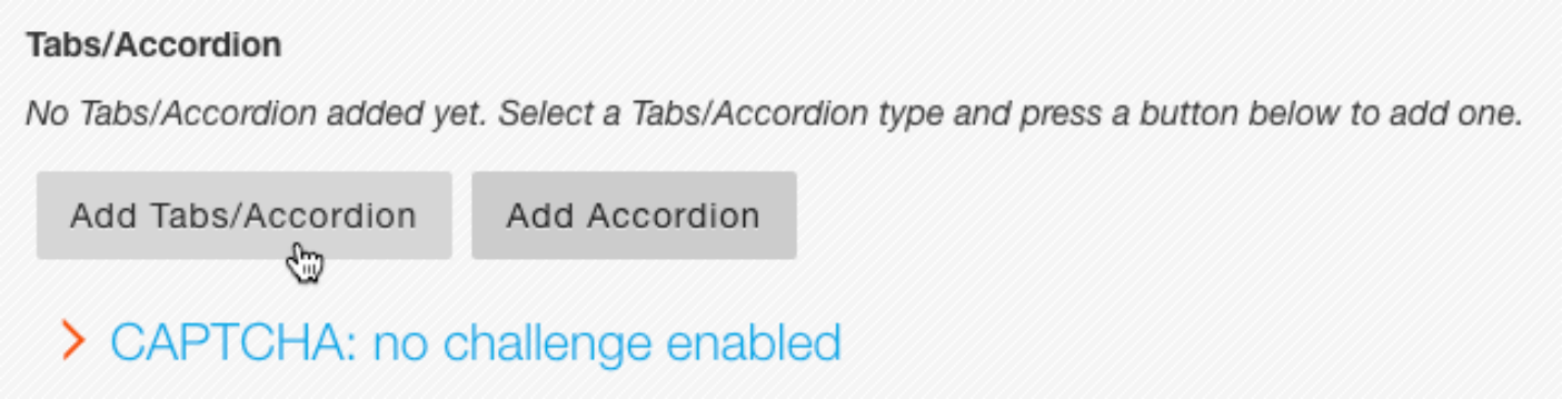 Tabs/Accordion addition button showing 