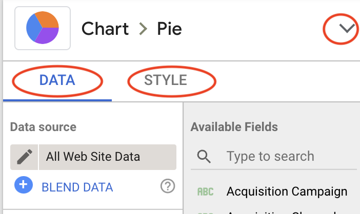 Data Studio charts screen