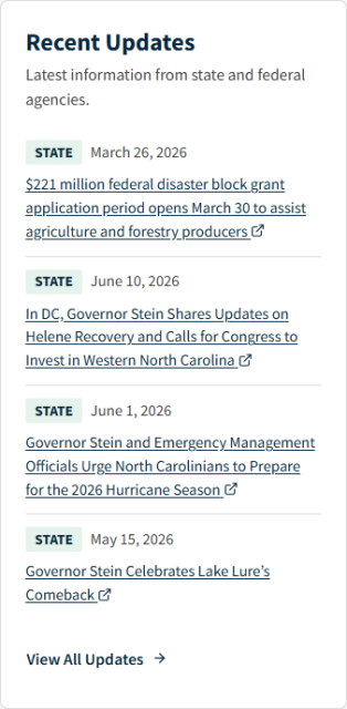 Recent Updates to the NC Disaster Recovery Portal as viewed by a public user