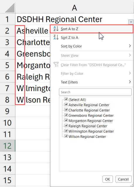 Sort CSV data alphabetically in Excel so it appears in a logical way for users.