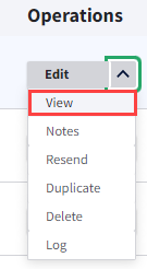 Select view from the drop-down menu under the Operations column.