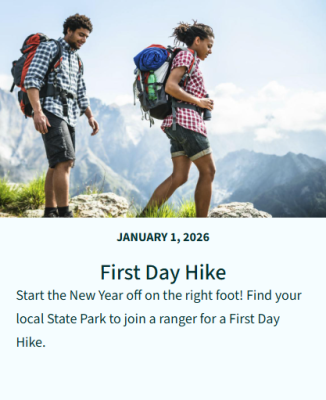Example Article Card advertises a hiking event with a photo of hikers.