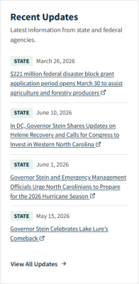 Recent Updates to the NC Disaster Recovery Portal as viewed by a public user