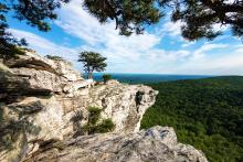 A landscape view from the summit of Hanging Rock