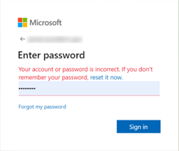 Incorrect Password Prompt