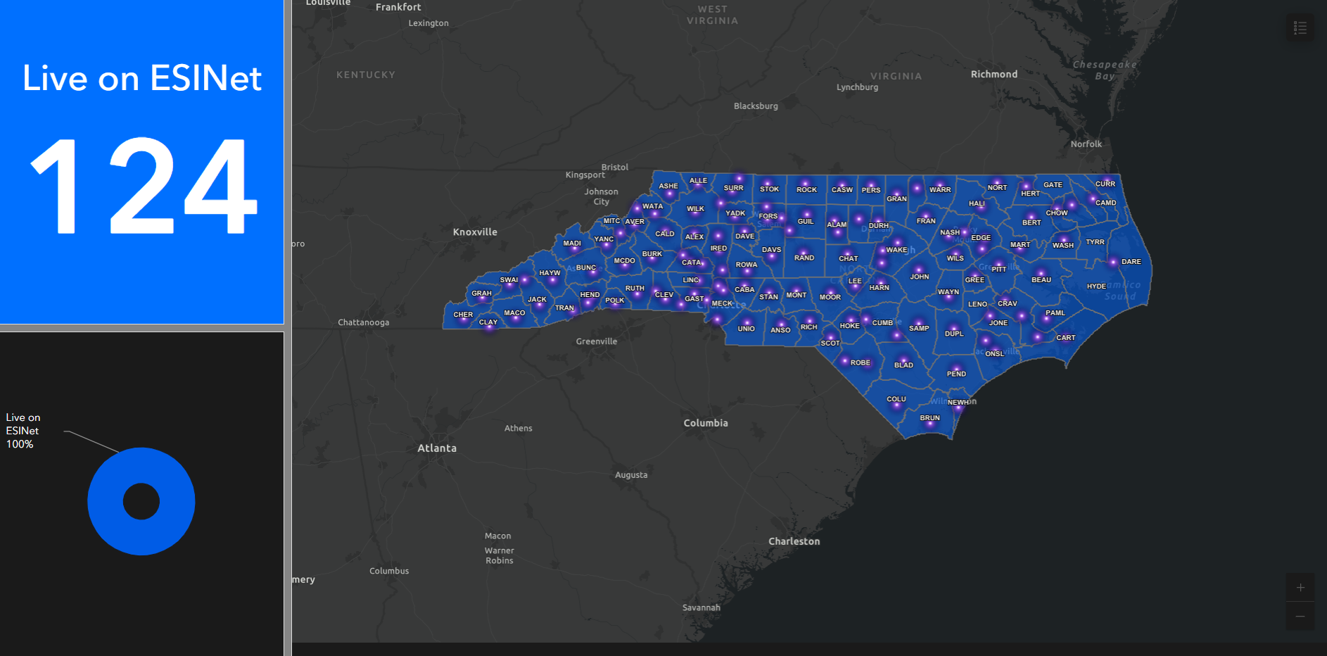 North Carolina NextGen 911 Dashboard