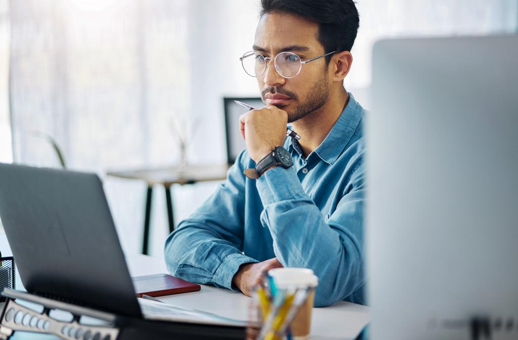 Man at a computer working