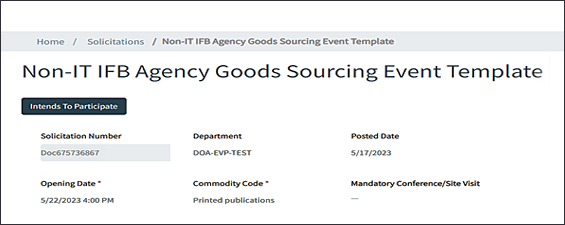 Non-IT IFB Agency Goods Sourcing Event Template
