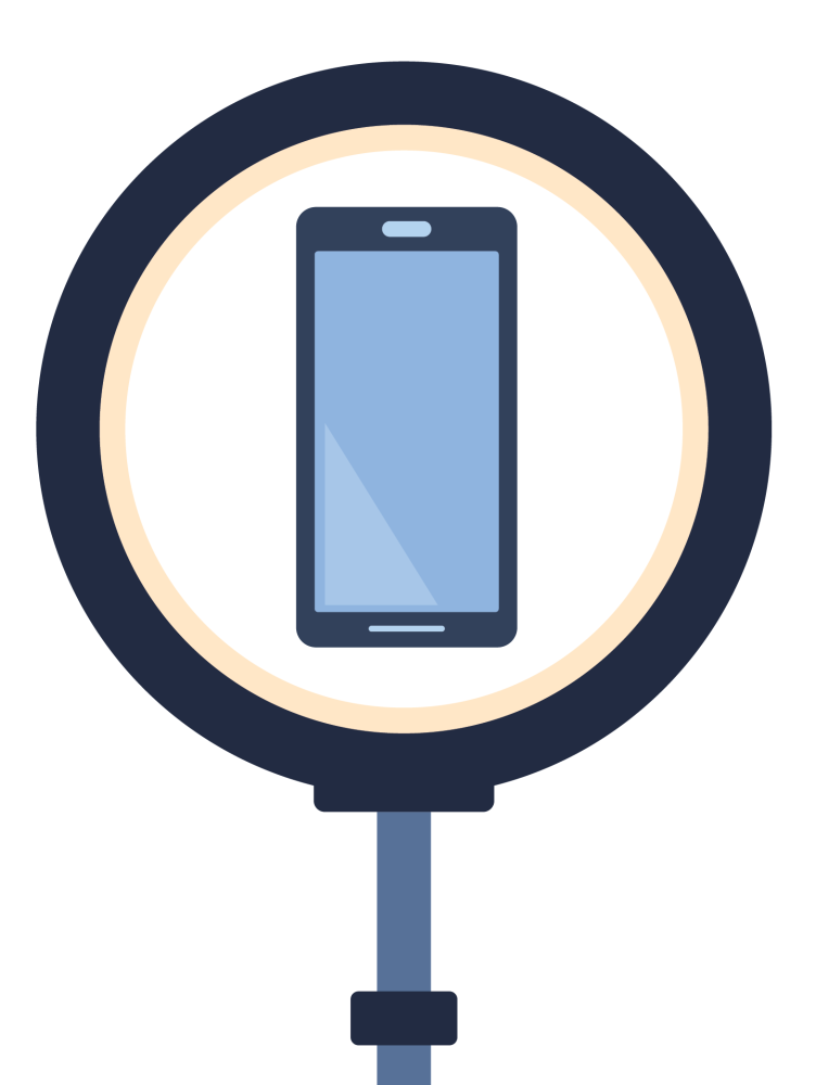 Cartoon illustration of a cellphone and backlight