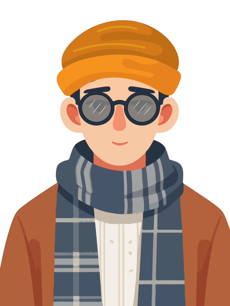 Cartoon illustration of a person wearing sunglasses in a selfie