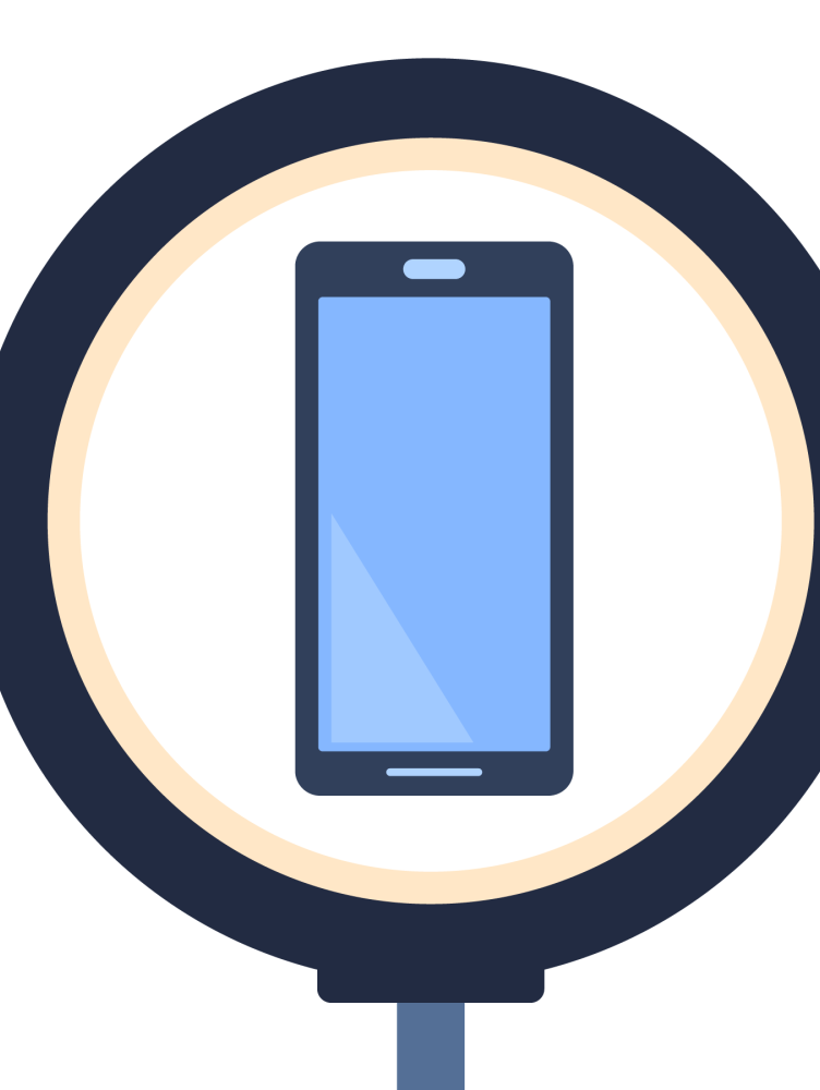 Cartoon illustration of a cellphone and backlight