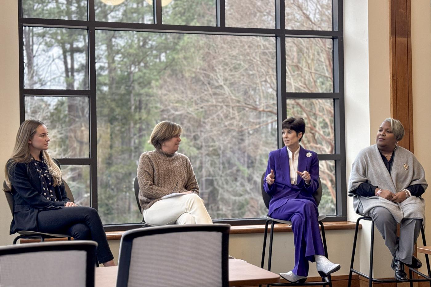 NCDIT Secretary Teena Piccione and State Chief Information Security Officer Bernice Russell-Bond speaking on a panel at Duke University 