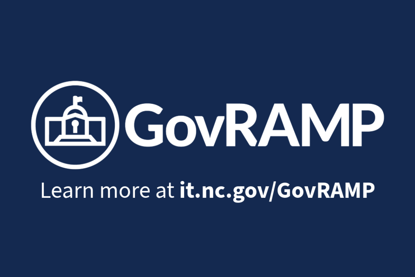White GovRAMP logo on blue background, "Learn more at it.nc.gov/GovRAMP"