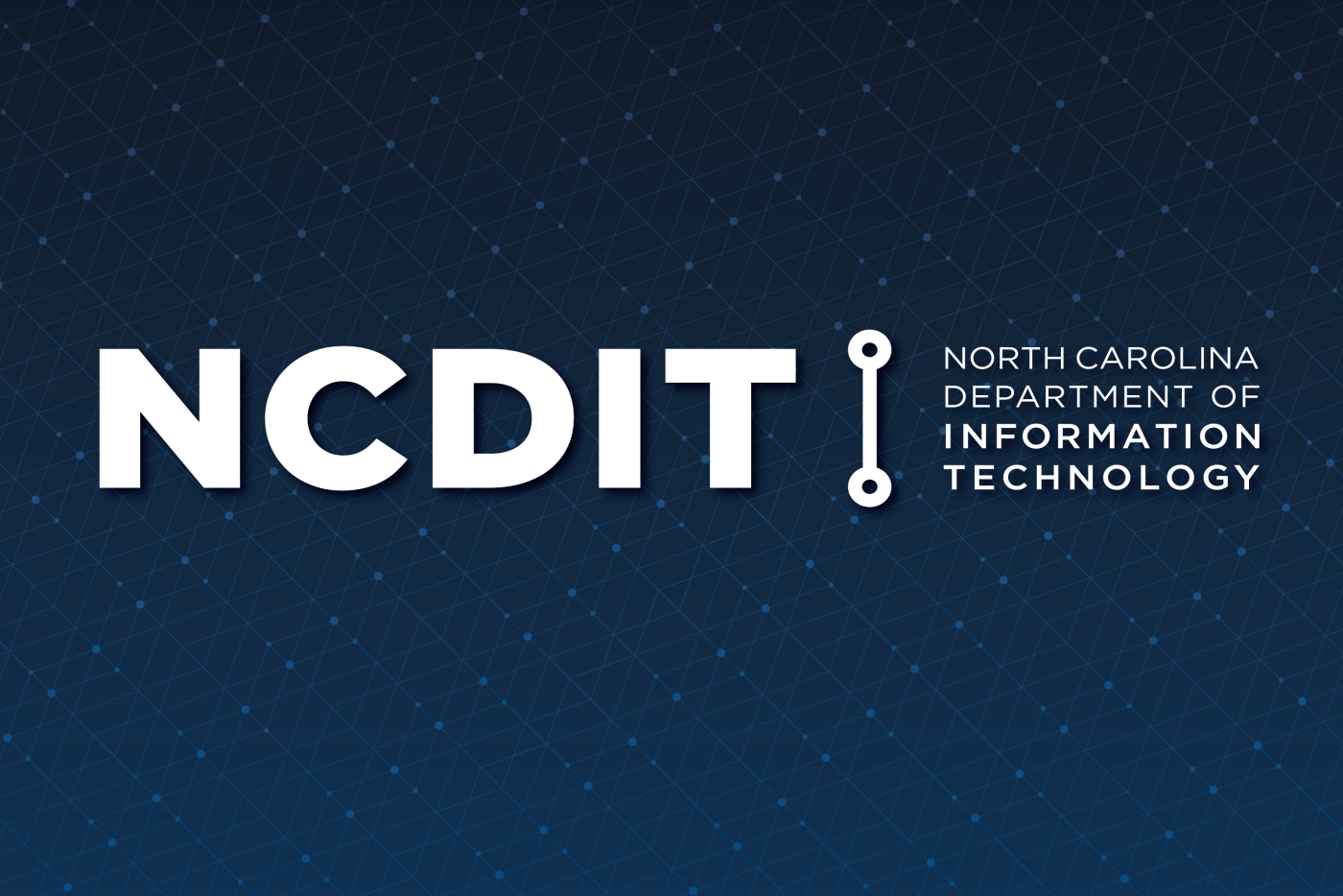 NCDIT white logo on dark blue background