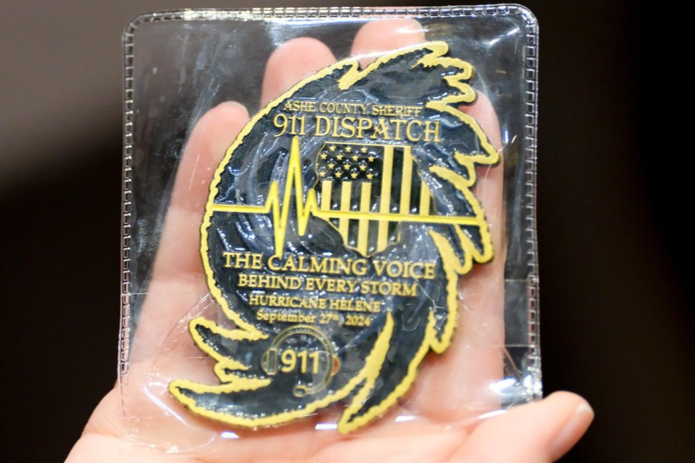 Photo of 911 dispatch Hurricane Helene Response token