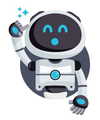 AI Robot Character pointing to its head