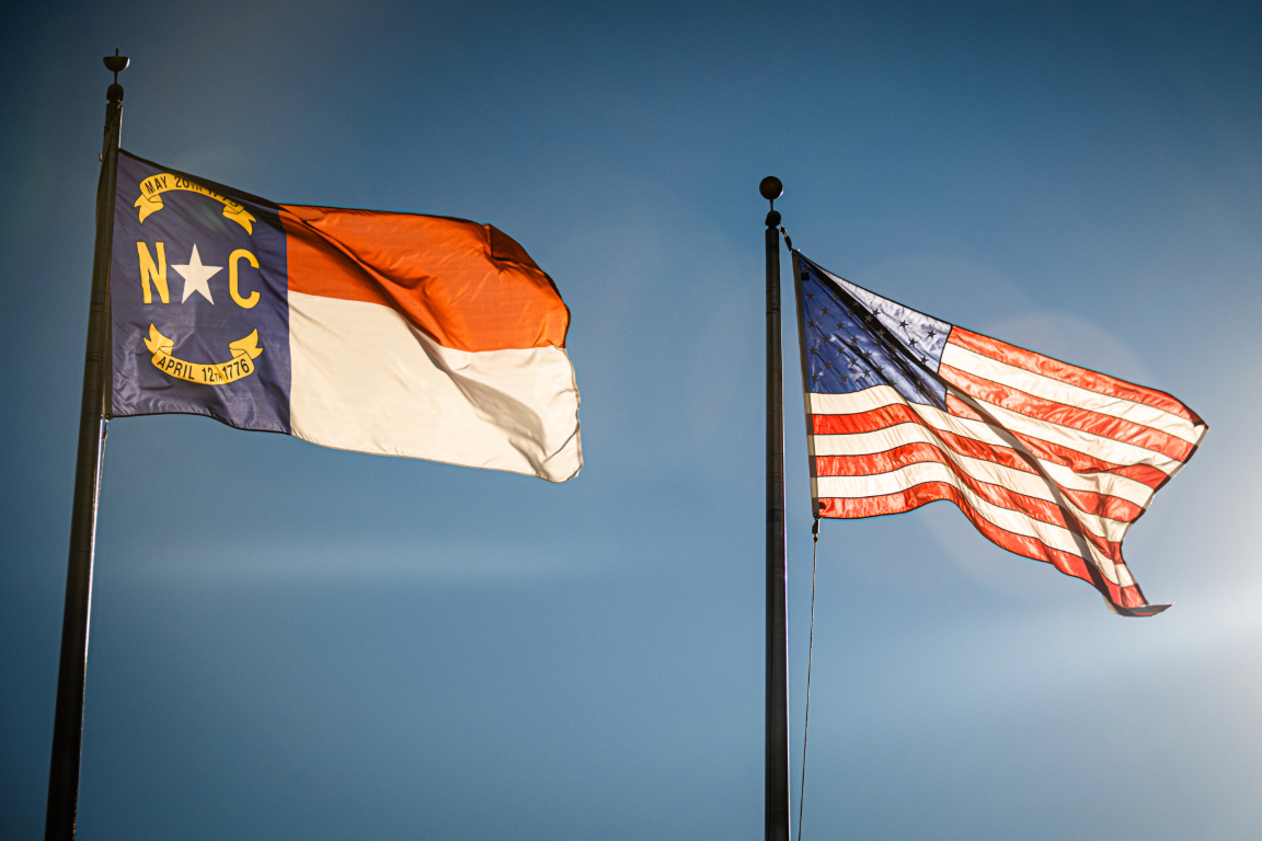 Flying US & NC flags 