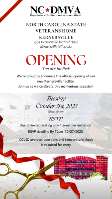NC State Veterans Home - Kernersville - Grand Opening Flyer
