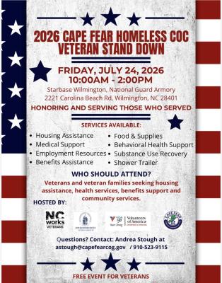 Red, white, and blue flyer for the event