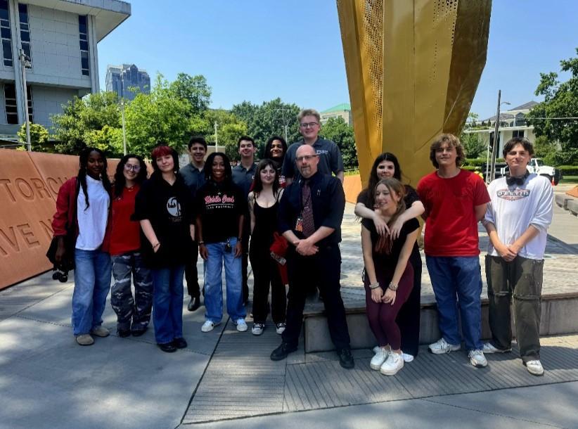 Teddy poses with his class in NC Freedom Park