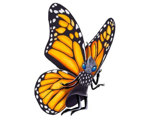 Illustration of a cartoon monarch butterfly.