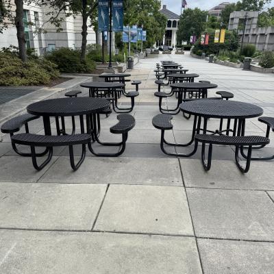Picnic tables in downtown Raleigh
