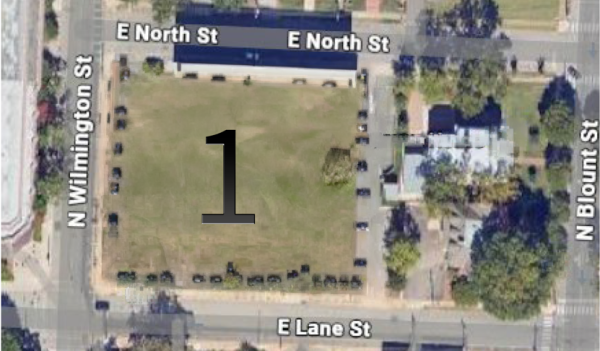 grassy area with the number '1' in the center 