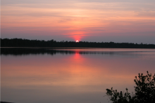Sunset over Jones Lake State Park, a Carolina Bay geographic formation