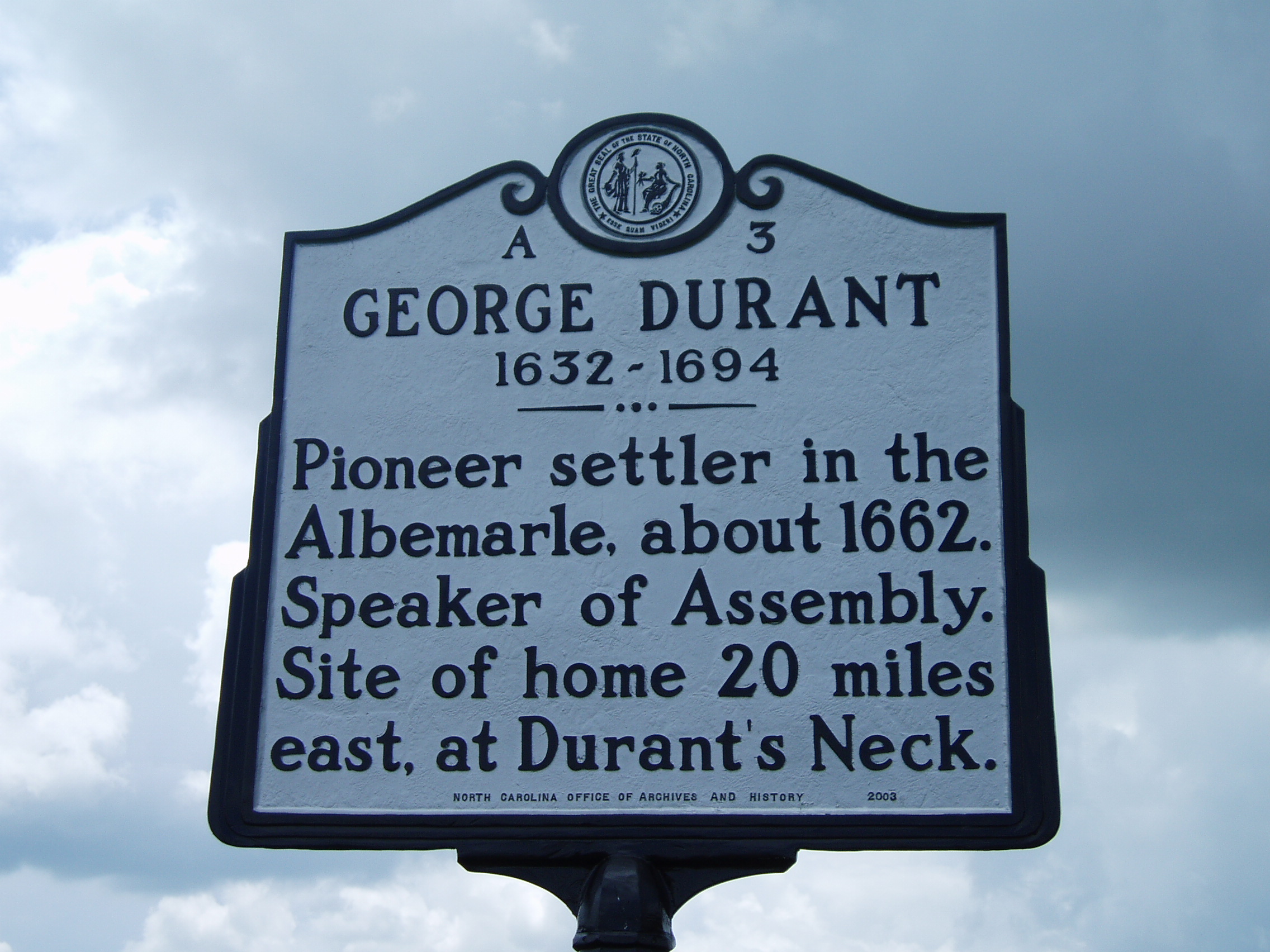 George Durant 1632-1694 (A-3) | NC DNCR