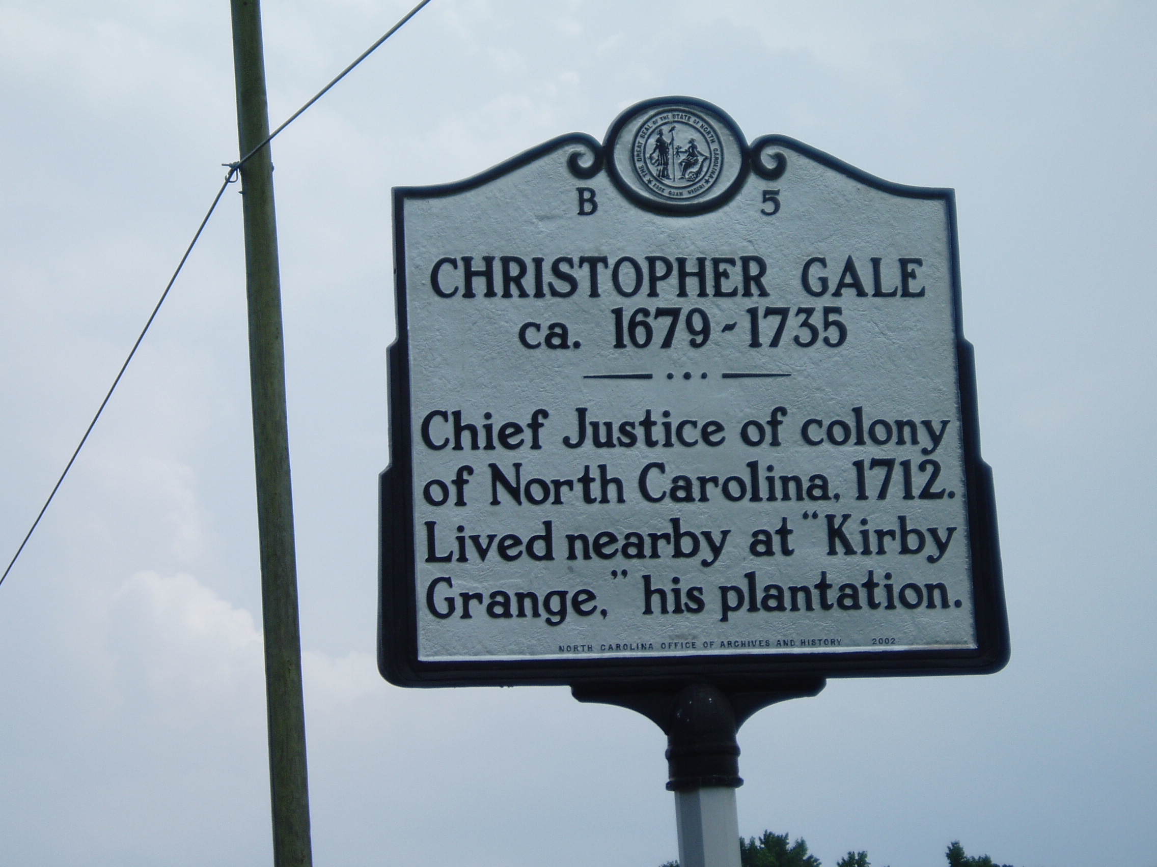 Christopher Gale 1679-1735 (B-5) | NC DNCR