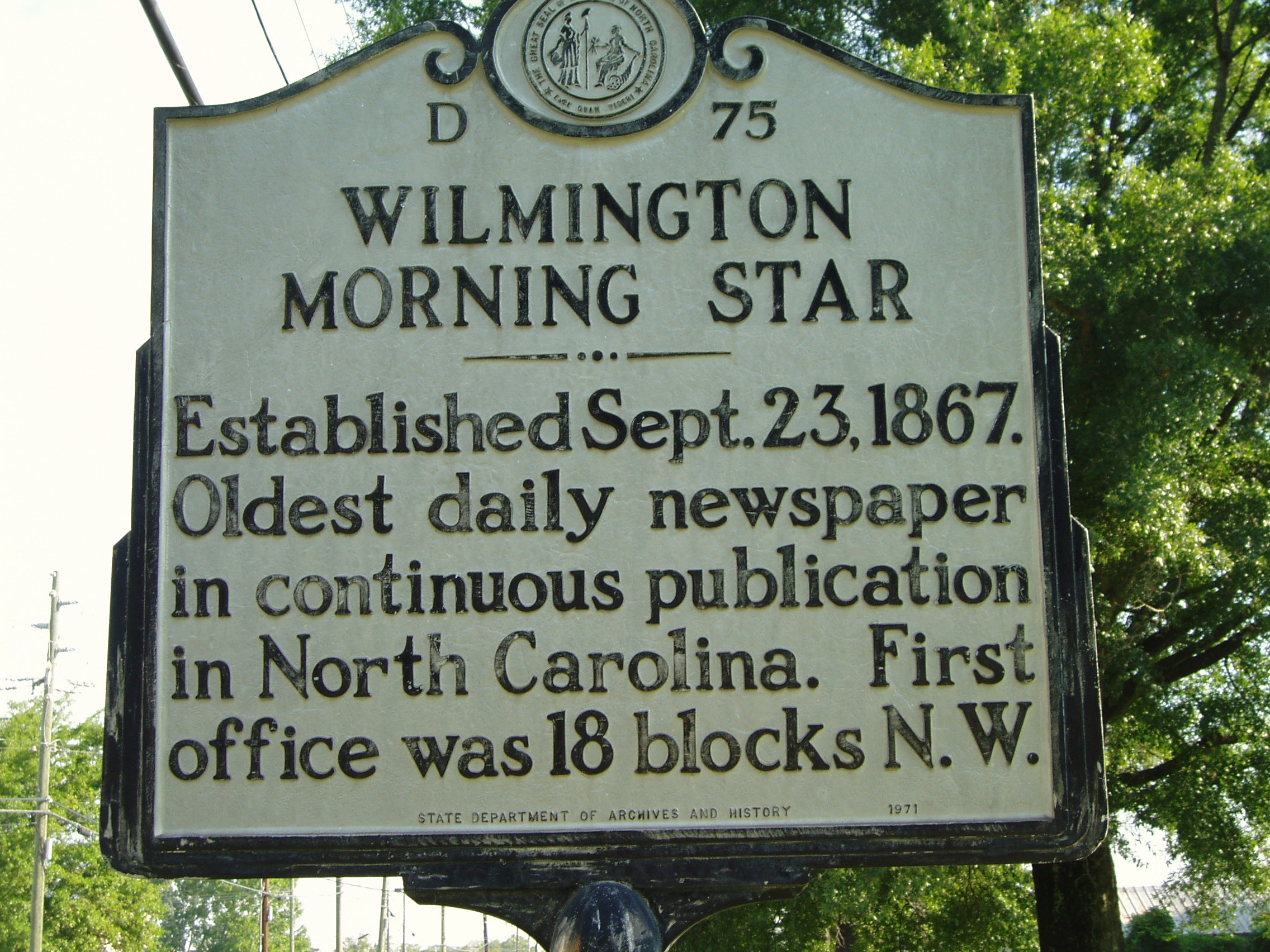 Wilmington Morning Star (D 75) NC DNCR