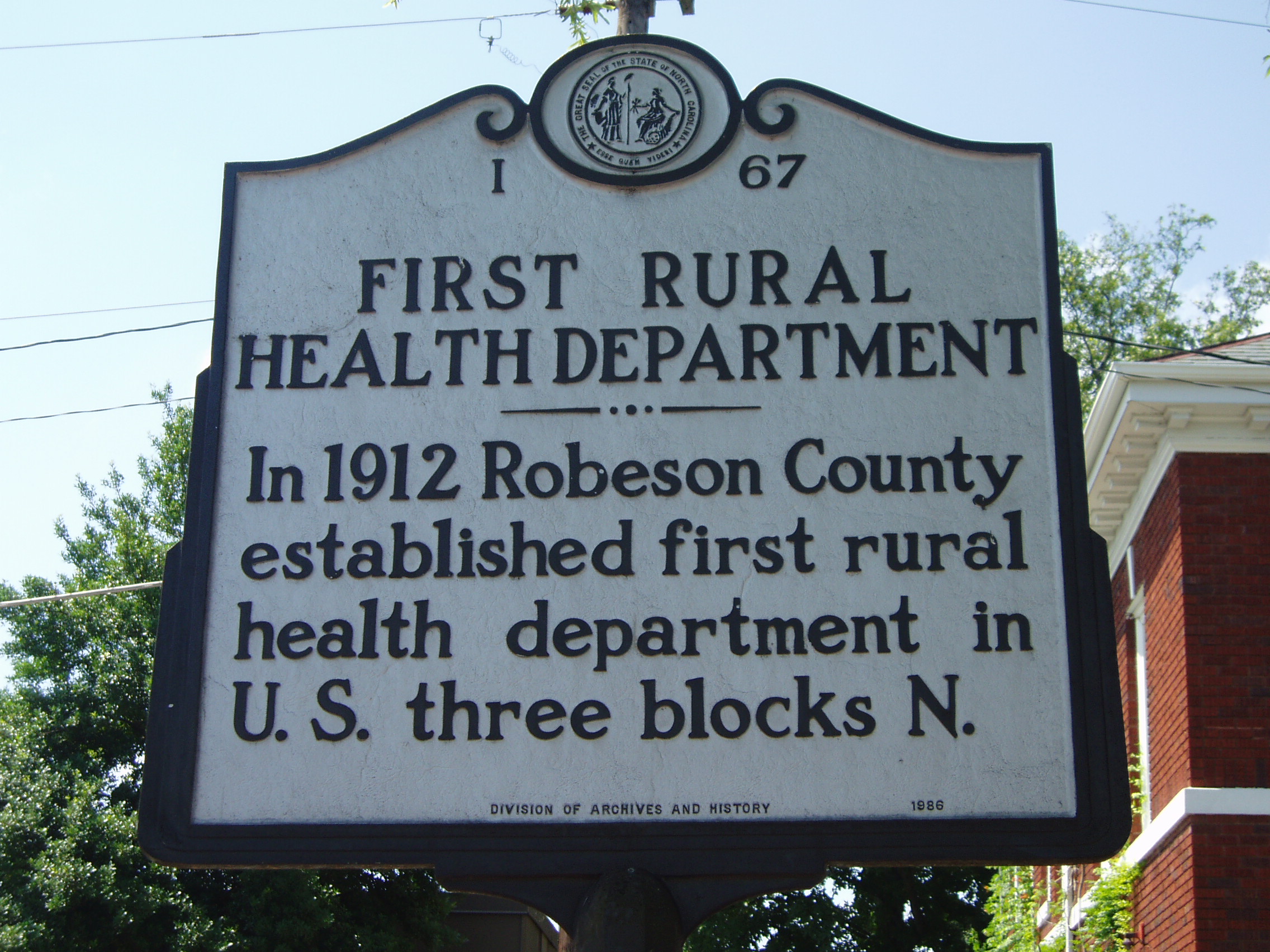First Rural Health Department (I-67) | NC DNCR