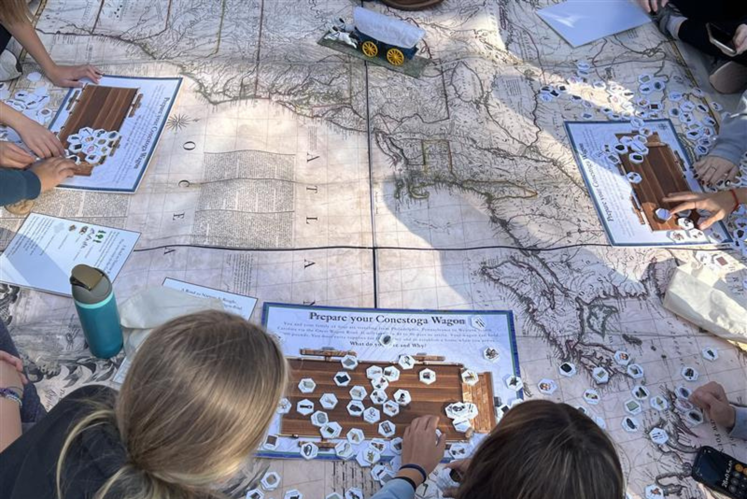 Students work together planning their trip on the Great Wagon Road.