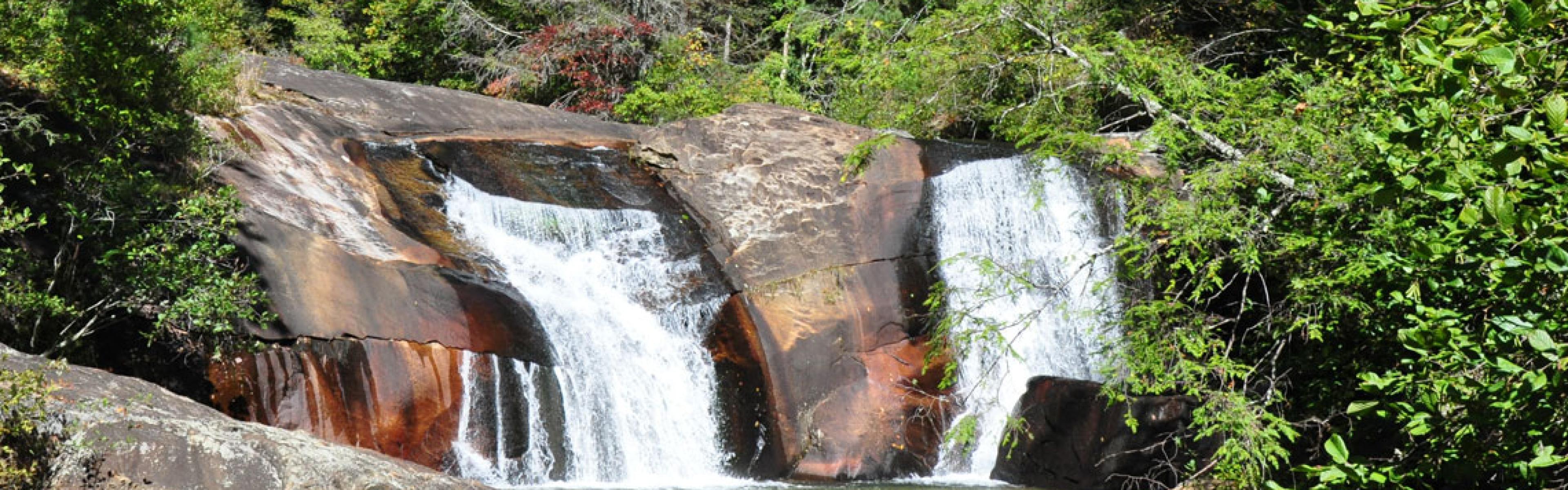 A waterfall over rocks at Gorges State Park