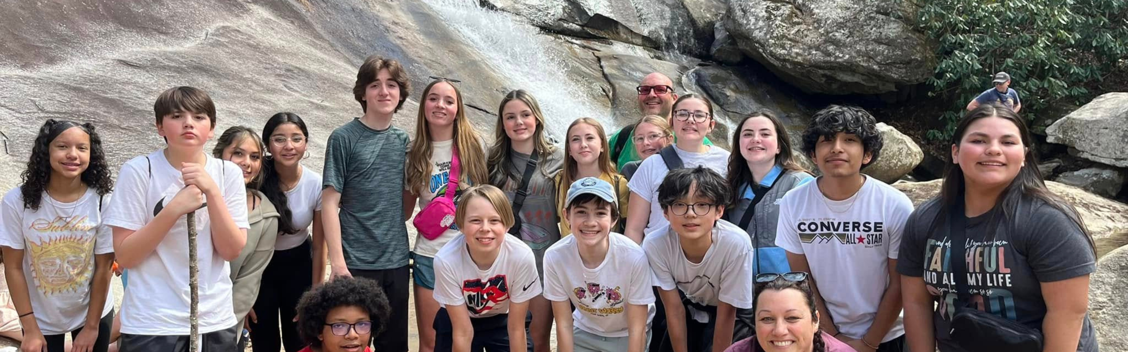 Group of students on a mountain range