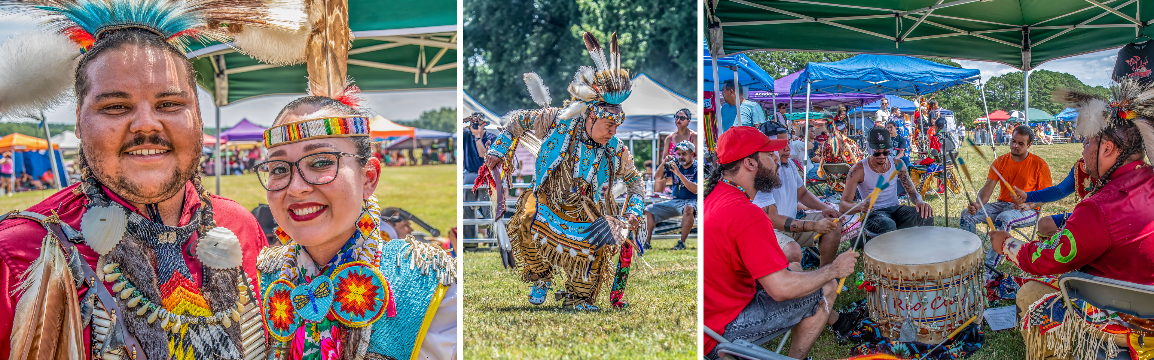 Collage of Inner Tribal Powwow at Dix Park in 2023