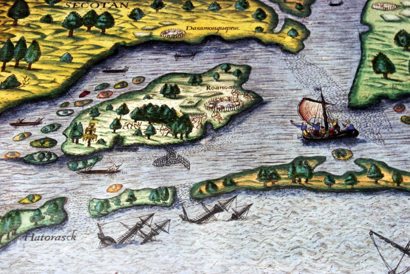 A map of Roanoke during the early days of North Carolina.