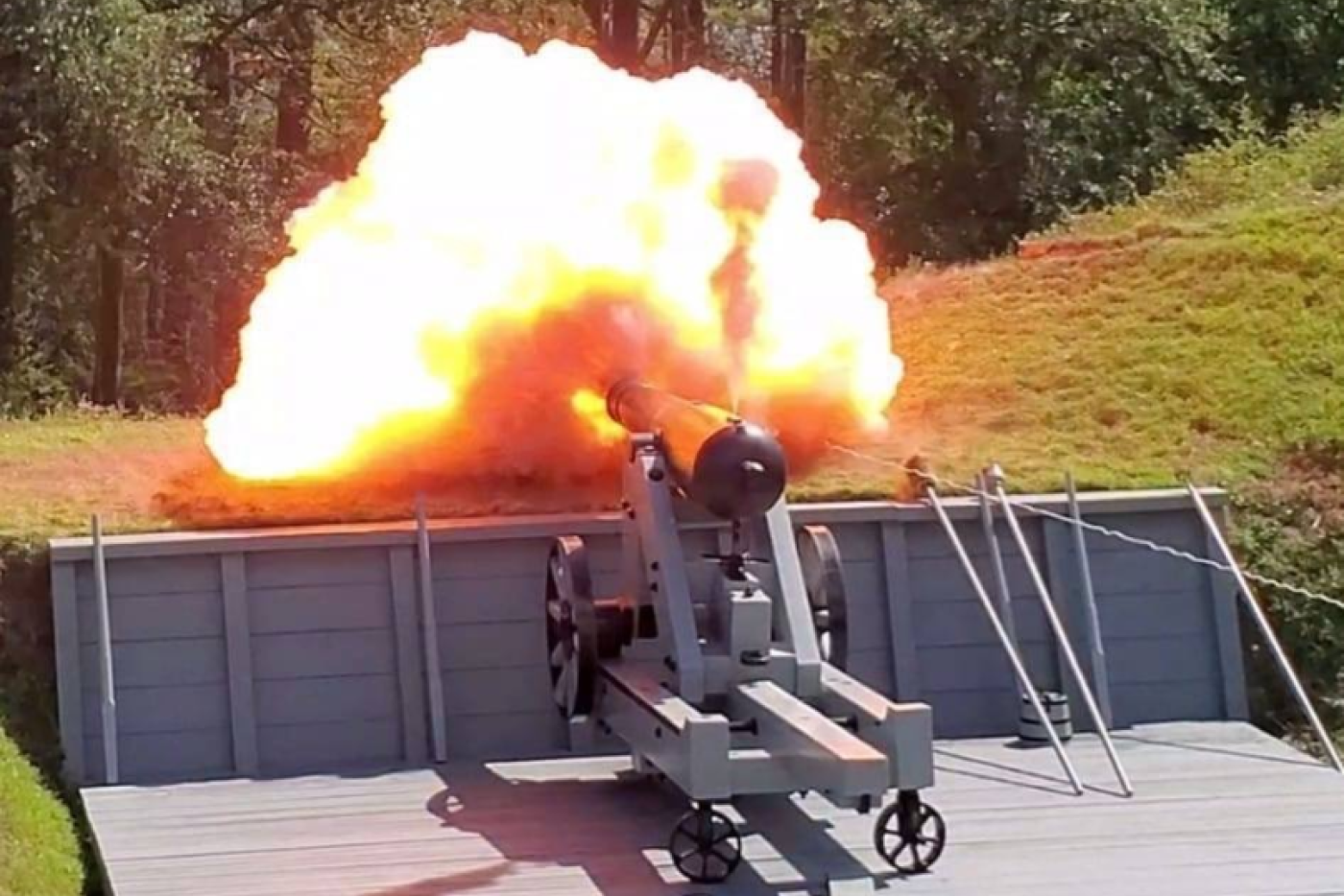 A cannon firing.