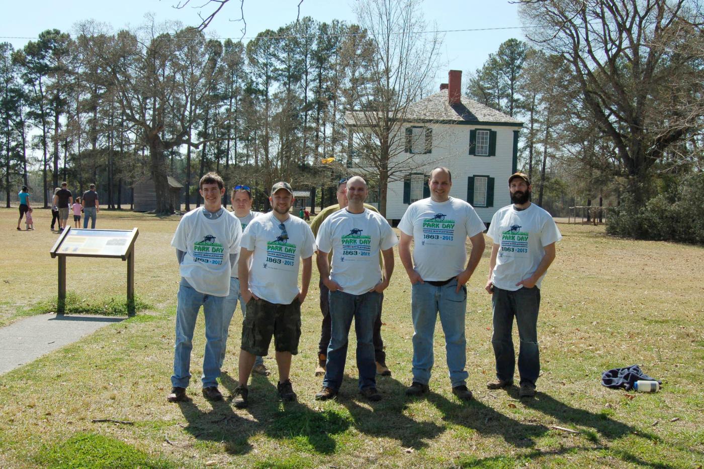 Volunteers wearing shirts that say "Park Day" on them.